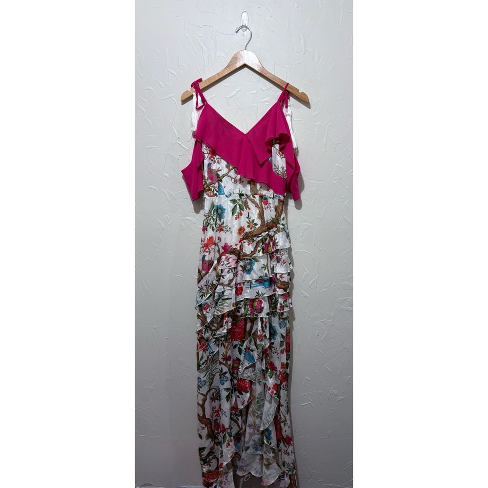 NWT Christinaeffe Suite “Abito” floral print ruffle-bodice maxi dress (44/US 12)